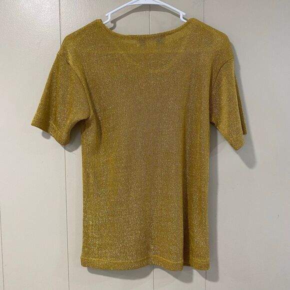 Vintage La Costa Spa Gold Metallic Knit Top – Made in USA Small - Picture 2 of 8